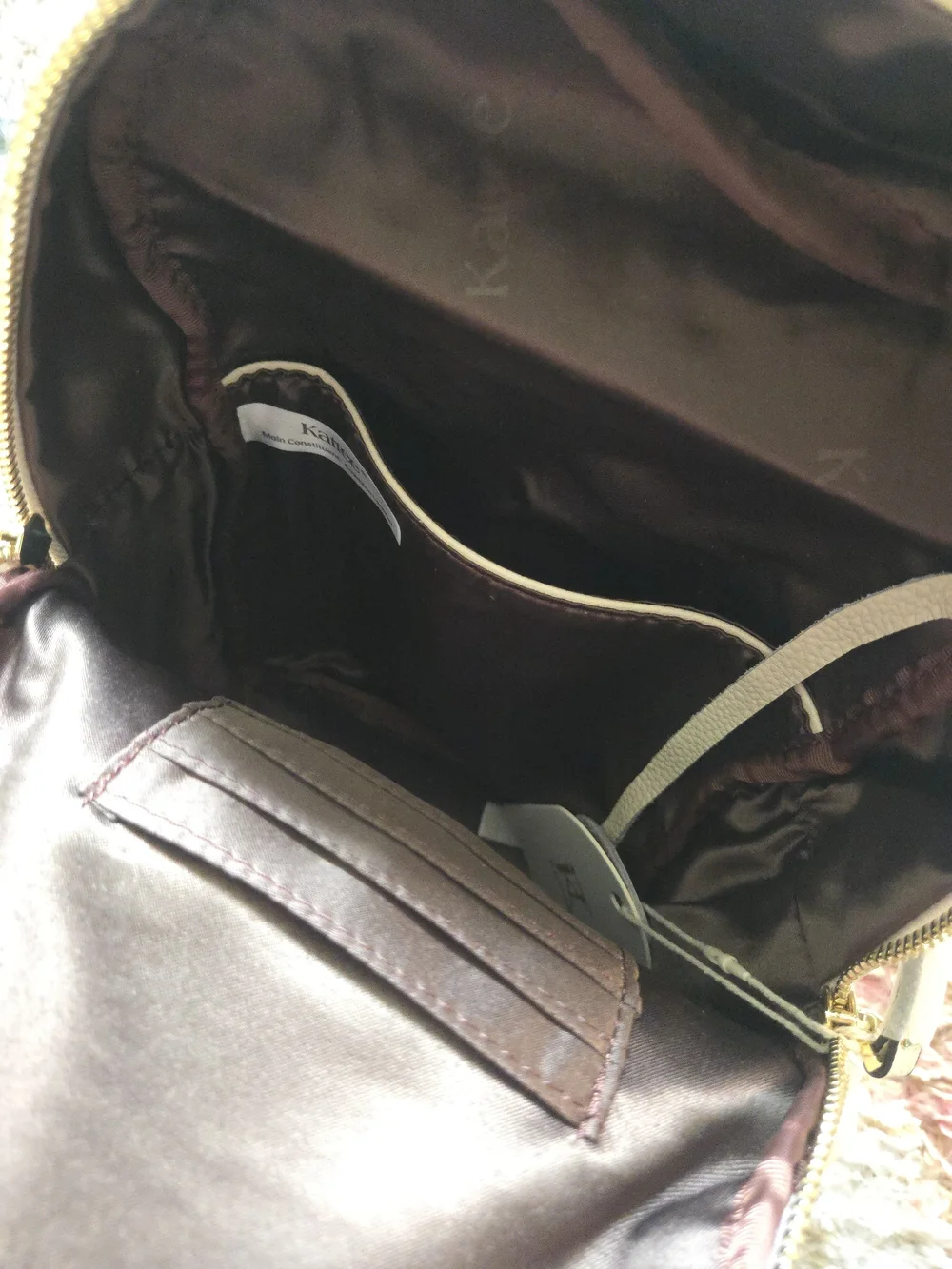 Cream Leather Crossbody Sling Bag - Women